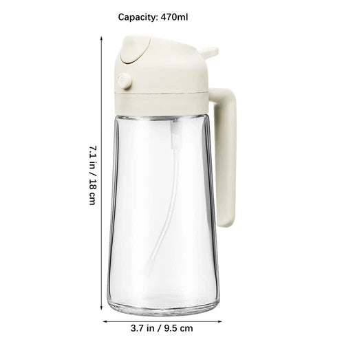Bouteille Verseuse d’Huile en Verre 470ml – Distributeur Anti-Goutte avec Poignée Ergonomique