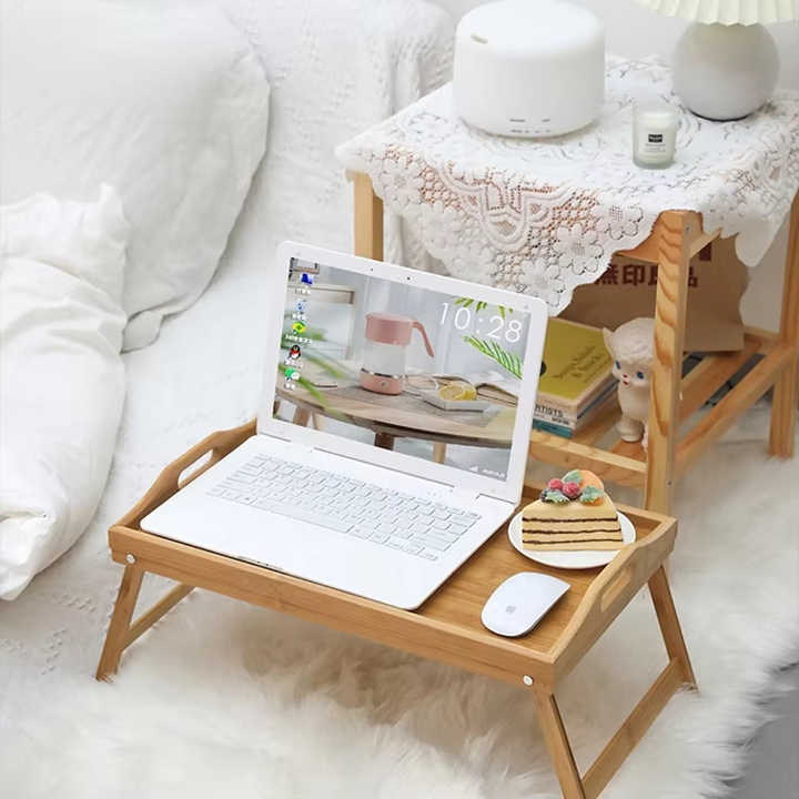 🛏️ طاولة فطور قابلة للطي من الخيزران – عملية وأنيقة 🍽️🌿