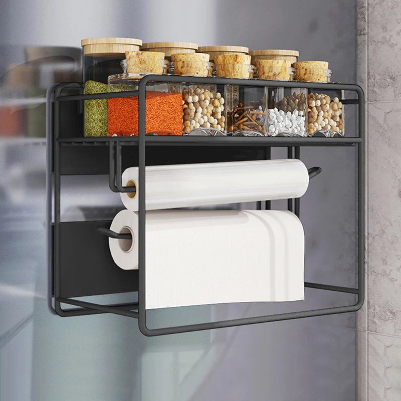Étagère Magnétique Multifonction pour Réfrigérateur – Rangement Épices & Essuie-Tout