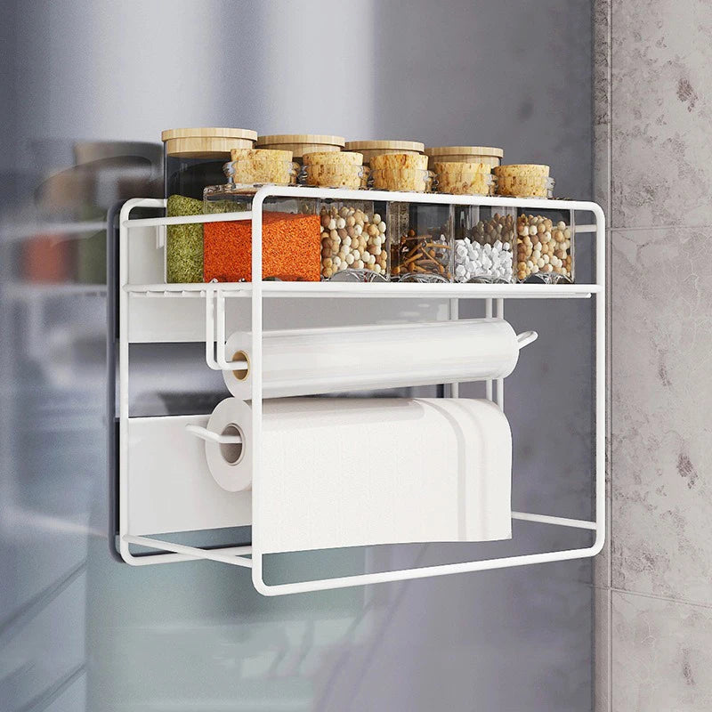 Étagère Magnétique Multifonction pour Réfrigérateur – Rangement Épices & Essuie-Tout