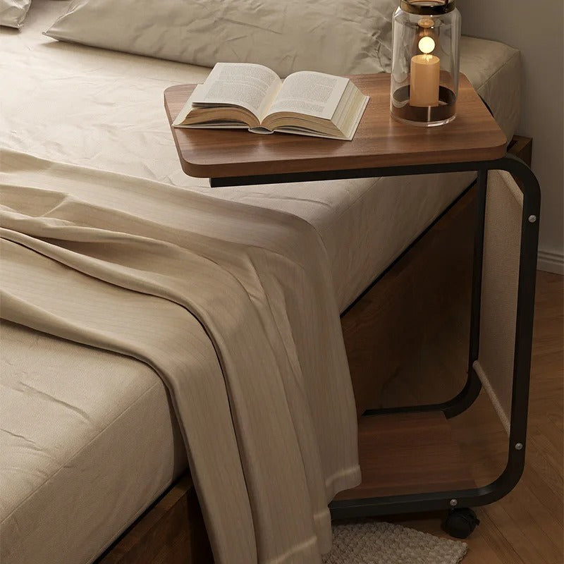 Table de Chevet Mobile Multifonction avec Roulettes – Bois & Métal