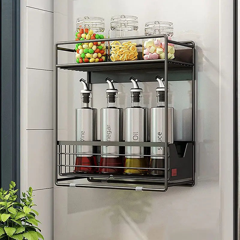 Étagère Magnétique Multifonction pour Réfrigérateur – Rangement Épices & Essuie-Tout