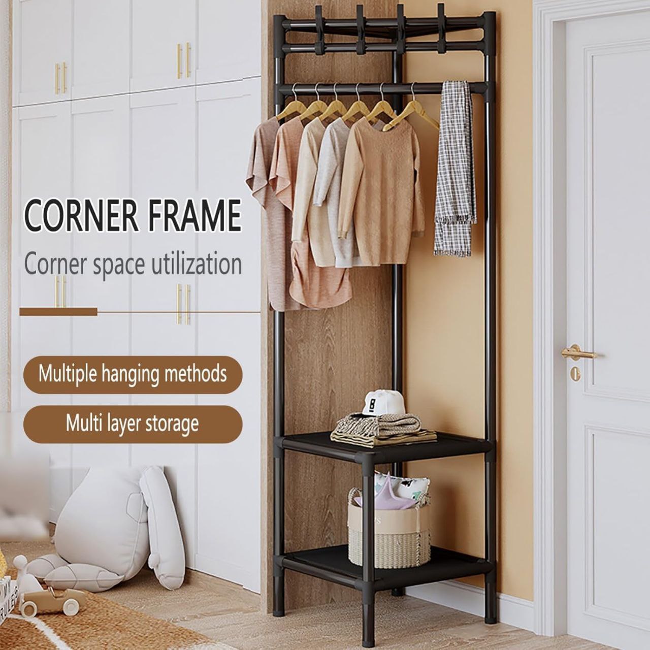 Portant de vêtements multifonction 👕👠 avec étagères de rangement منظم ملابس متعدد الوظائف