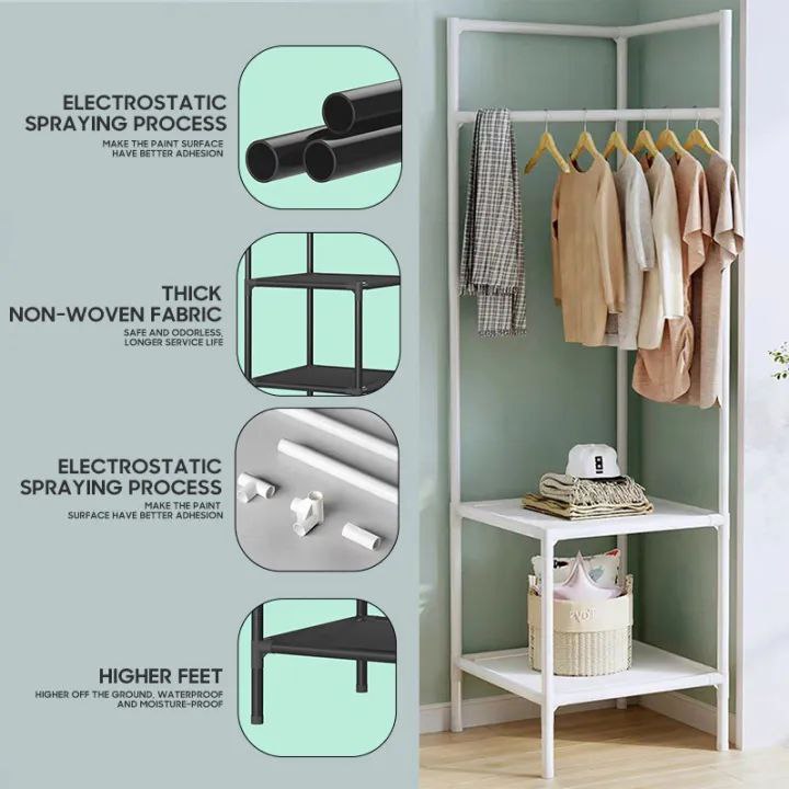 Portant de vêtements multifonction 👕👠 avec étagères de rangement منظم ملابس متعدد الوظائف