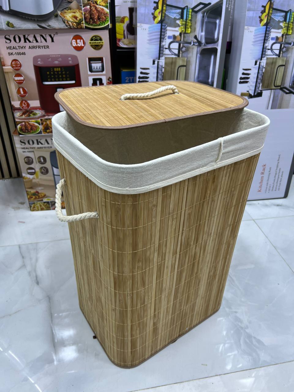 Panier à linge en bambou naturel 🧺🌿 | Plusieurs formes سلة غسيل بامبو طبيعية متعددة الأشكال 🧺🌿