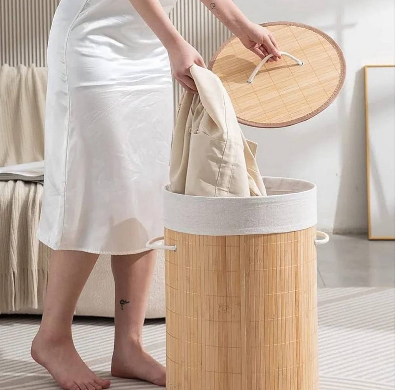 Panier à linge en bambou naturel 🧺🌿 | Plusieurs formes سلة غسيل بامبو طبيعية متعددة الأشكال 🧺🌿