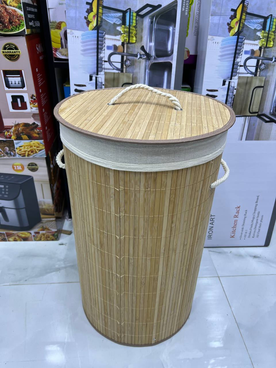 Panier à linge en bambou naturel 🧺🌿 | Plusieurs formes سلة غسيل بامبو طبيعية متعددة الأشكال 🧺🌿