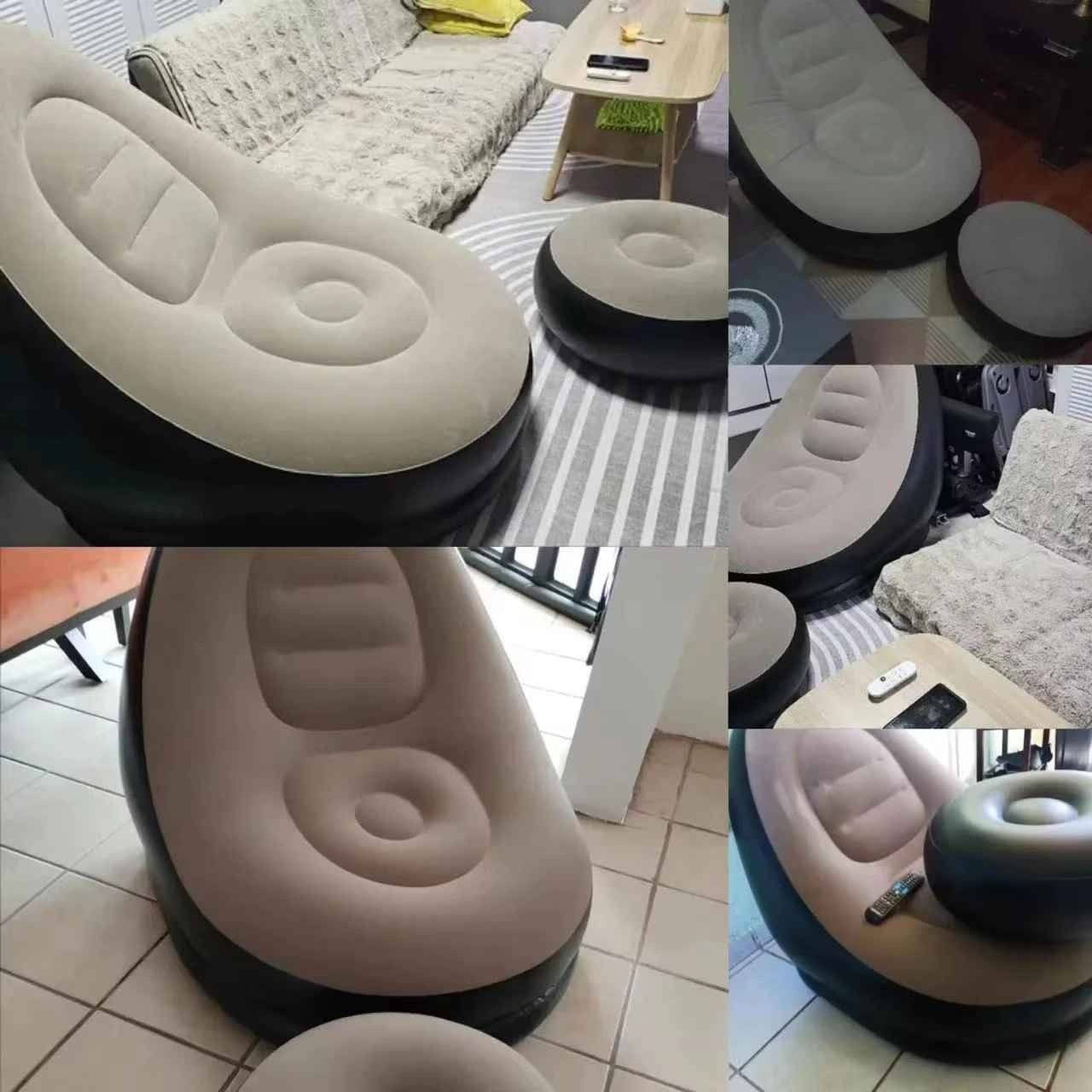 Chaise de détente gonflable avec repose-pieds – Design moderne et pliable كرسي استرخاء قابل للنفخ مع مسند للقدم – تصميم عصري وقابل للطي